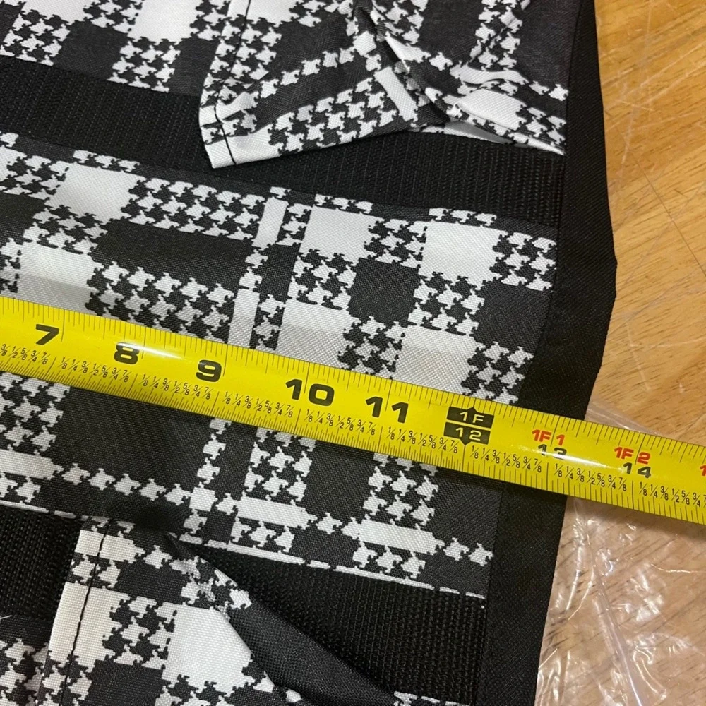 Thirty-One Zip-Top Organizing Utility Tote Houndstooth Plaid Black White 51AL660